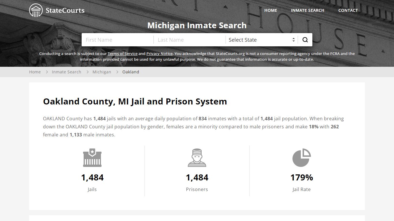 Oakland County, MI Inmate Search - StateCourts